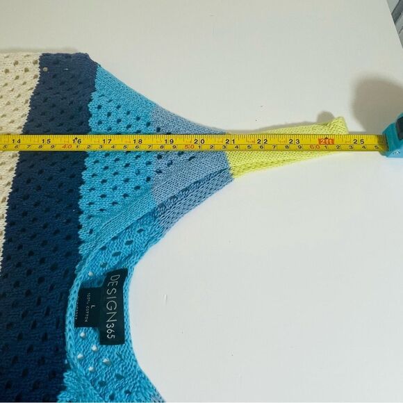 Design 365 Crocheted Blue, Yellow, & White Tank Top Size L - Picture 9 of 9
